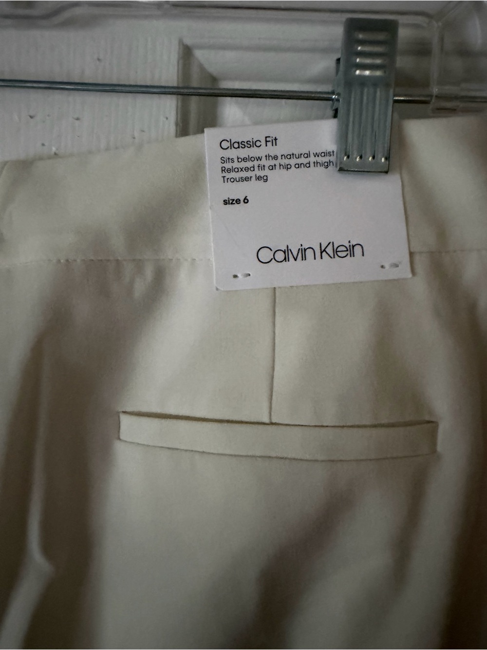 Calvin Klein classic fit women’s cream trousers, size 6, new with tags - Picture 5 of 8